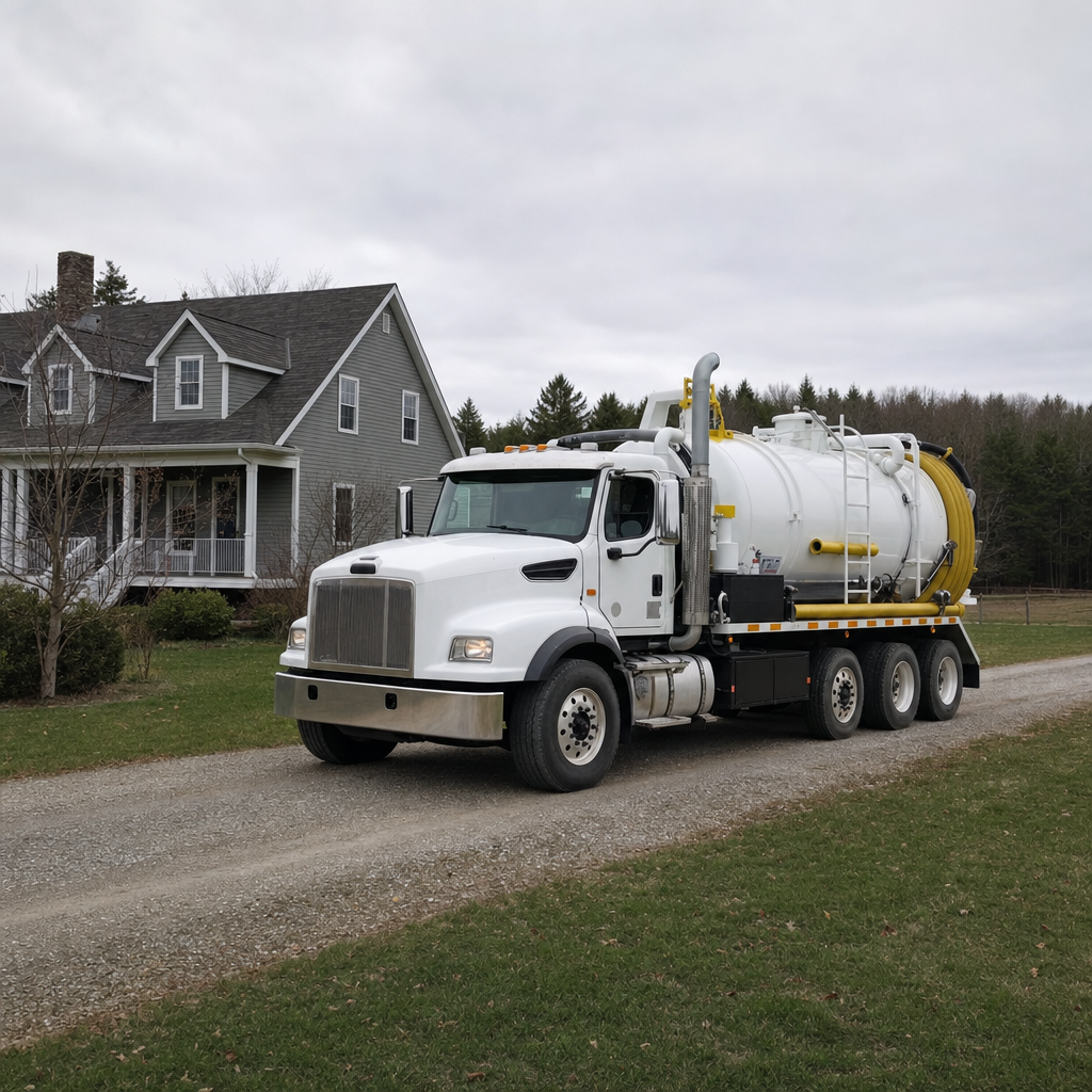 Septic vacuum truck arriving at a Pine Hills home for same-day emergency service